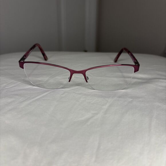 Liz Claiborne Eyeglasses Frame Only L615 0DW4 140 Women Purple Half Rim Cat Eye - Picture 1 of 4